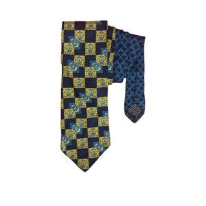 VERSUS VERSACE Blue Geometric Medusa Silk Tie ITALY 57"/ 4" EC